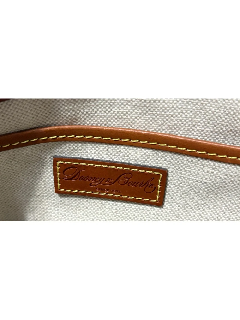 Dooney & Bourke DB Monogram Leather Brown Domed Satchel Shoulder Bag Purse Tote